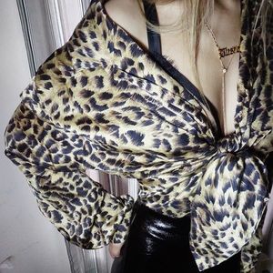 100% Silk leopard button-down